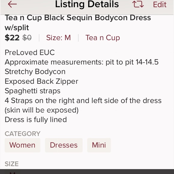 Tea N Cup Black Sequins Bodycon Dress - Picture 8 of 8